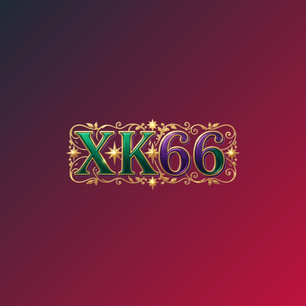Luxury colorful XK66 logo with bold serif typography in rich emerald, violet, and gold palette featuring elegant glowing ornaments, designed as a premium horizontal rectangular wordmark for website header